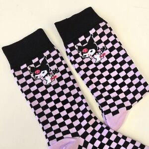 🍒🍒 Kuromi Checkered Black and Purple Crew Socks